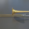 Premium Musical Instruments and Painting Tools with Golden Brass Trombone and Art Supplies