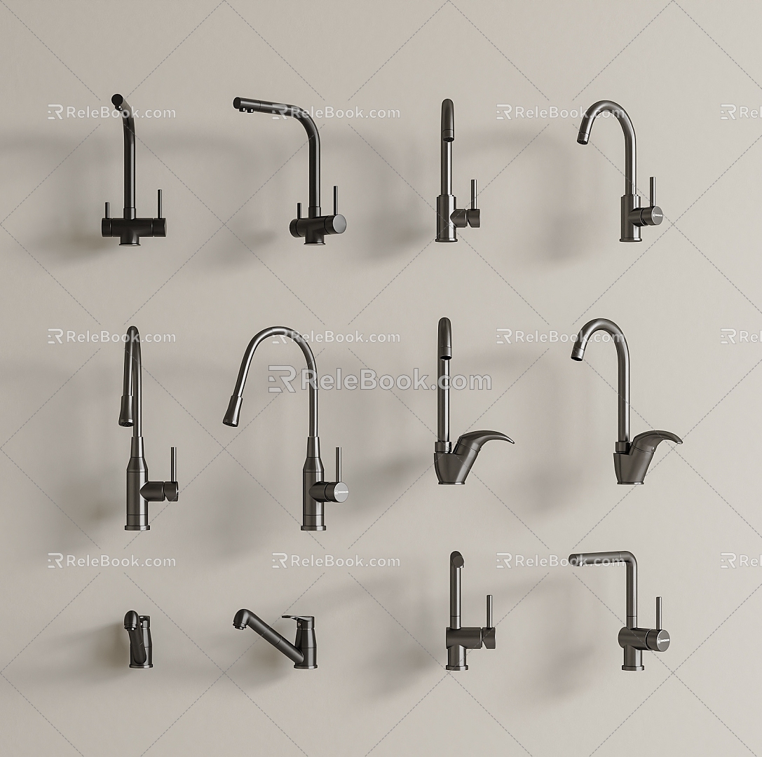 Modern faucet combination table basin faucet sink faucet gun gray faucet stainless steel faucet kitchen faucet 3d model