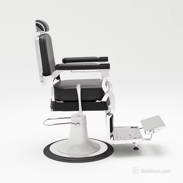 Modern Black Leather Salon Recliner Chair With Chrome Base Adjustable Footrest And Armrests 3d model 
