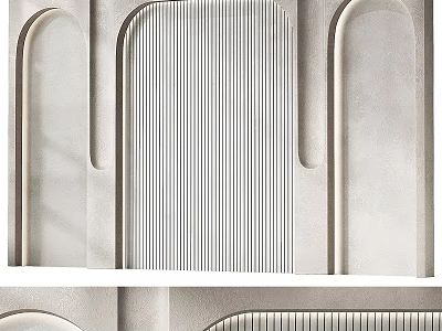 Minimalist Background Wall With Arched Design And Vertical Stripes 3d model
