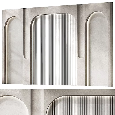 Minimalist Background Wall With Arched Design And Vertical Stripes 3d model