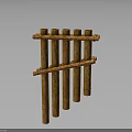 Wooden Fence Structure With Vertical Poles And Rope Wrapped Cross Bars