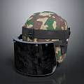 Camouflage Pattern Helmet With Black Face Shield And Comfortable Design For Use 3d model