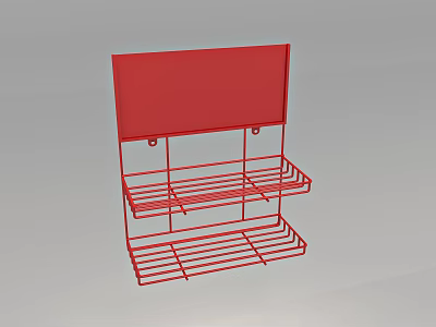 Red Display Shelf With Multiple Layers And Top Board For Retail 3d model