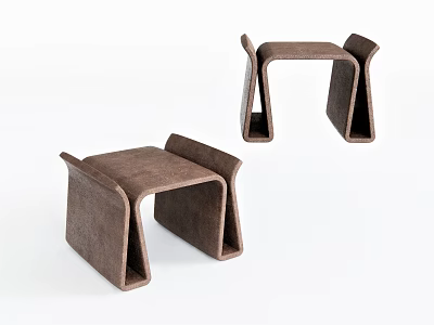 Modern Wooden Stools With Unique Curved Structure And Contemporary Design 3d model
