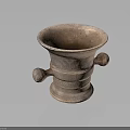 Antique Ceramic Vessel With Two Handles Intricate Patterns Brown Surface on Black Background 3d model