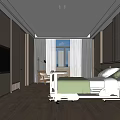 Modern Hospital Outpatient Ward With Electric Bed TV Window Chair And Wooden Decor