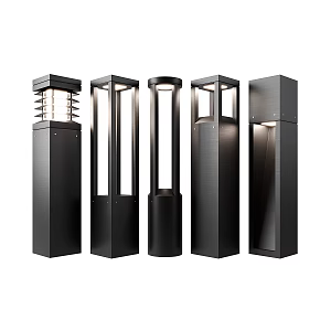 Modern Black Metal Outdoor Street Light 3d model