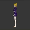 Game Movie Character With Blonde Hair Purple Kimono Dress Pink Sash White Gloves Sandals
