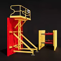 Industrial Equipment Featuring Red Platform Yellow Guardrail Ladder And Panel Structure