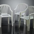 Durable Three Plastic Chairs With White And Gray Ergonomic Backrest And Armrest Design