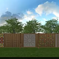 Outdoor Playground Equipment Featuring Wooden Climbing Wall Colorful Rings Ladder Net And Climbing Holds