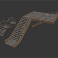 Industrial Metal Stairs And Platform Structure With Safety Handrails