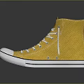 Yellow High Top Canvas Shoes With White Laces And Rubber Sole
