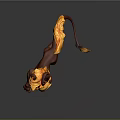 Dynamic Brown Mythical Creature With Flame Like Mane Tail And Blue Eyes