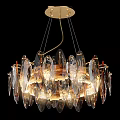 Modern Crystal Chandelier With Irregular Transparent Pieces And Warm Yellow Lighting