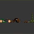 Assorted Natural Wood Materials Display With Logs Sticks Planks Branches And Green Accents