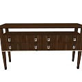 Modern Walnut TV Stand With Multiple Drawers And Metal Handles For Living Room