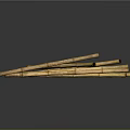 Natural Yellow Bamboo Sticks Arranged Crossed On Dark Reflective Surface