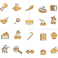 Colorful Food Icon Themed Wall Decor For Kitchen Culinary Space
