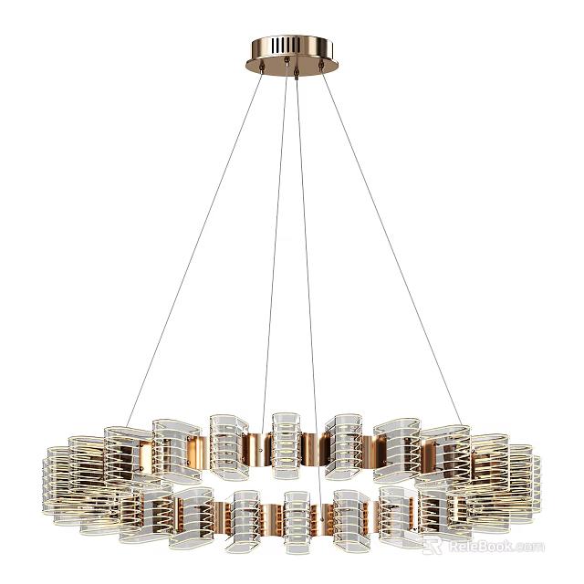 Modern Layered Geometric Chandelier With Stacked Rectangular Metal And Glass Elements 3d model
