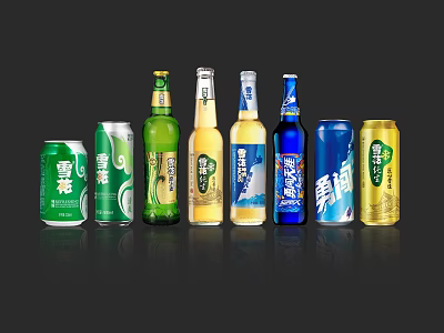 Assorted Colorful Beer Bottles and Cans Collection Featuring Different Brands on 3d model Assorted Colorful Beer Bottles and Cans Collection Featuring Different Brands on 3d model