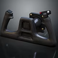 Black Mechanical Handle With Textured Grip Red Button And Control Knob For Industrial Control Systems
