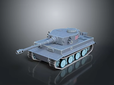 Detailed Grey Tank 3D Model With Cannon Turret And Tracks 3d model