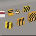 Public Facility Traffic Barriers With Yellow Black Stripes Different Shapes And White Red Striped Design