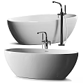 Stylish White Bathtubs With Modern Faucets 3d model
