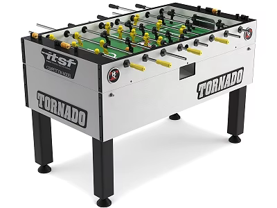 Tornado Foosball Table With Silver Black Design And Rods For Indoor Game Play 3d model