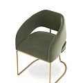 Dark Green Velvet Upholstered Dining Chair With Curved Backrest And Gold Metal Legs
