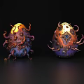 Decorative Ornament Set With Tentacle Details Gold Copper Purple Accents Fantasy Style Gemstone Inlays