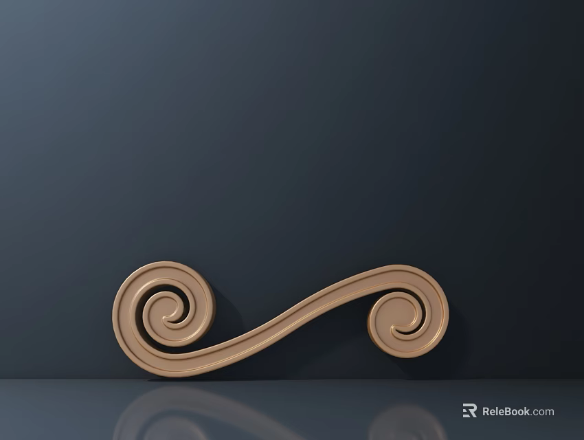 Elegant Wooden Carving Decorative Scroll Spiral Design With Intricate Details On Dark Background 3d model 
