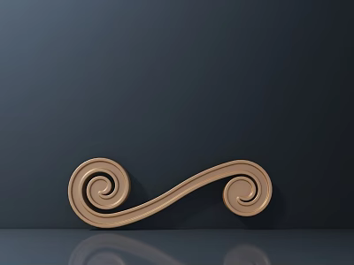 Elegant Wooden Carving Decorative Scroll Spiral Design With Intricate Details On Dark Background 3d model