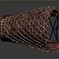 Intricate Handcrafted Woven Vessel With Reddish Brown Texture And Black Ropes