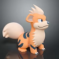 Cartoon Fox Character With Orange Fur Black Stripes Fluffy Tail Friendly Look
