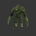 Game Fantasy Monster Character 3D Model With Dark Skin Spiked Armor And Clawed Hands Yellow Details