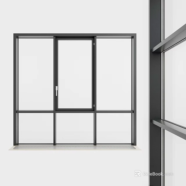 Modern Black Frame Casement Window With Clear Glass And Sleek Structure 3d model 