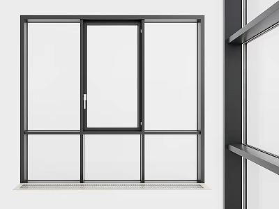 Modern Black Frame Casement Window With Clear Glass And Sleek Structure 3d model