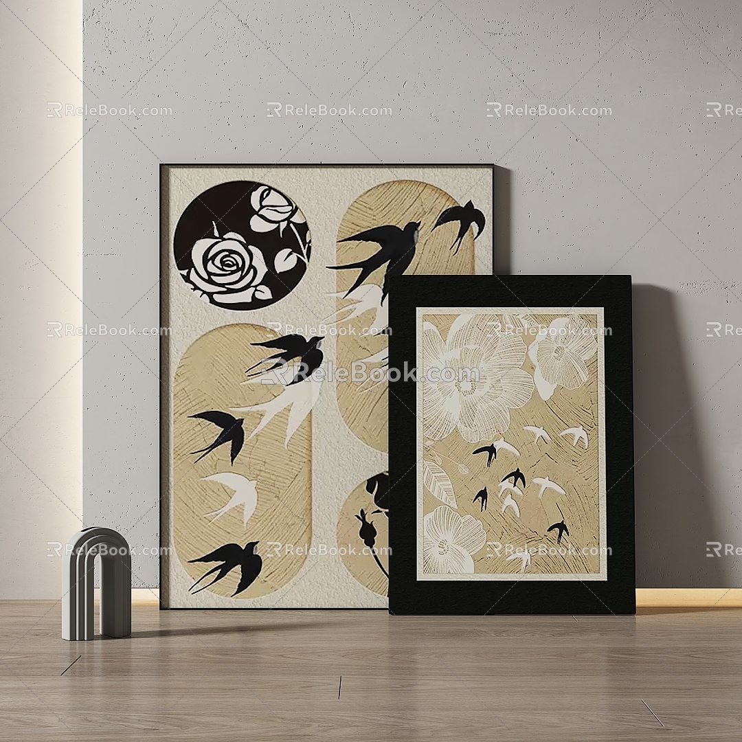 Simple retro decorative painting 3d model