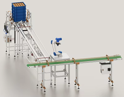 Modern industrial LOFT equipment manipulator assembly line 3d model