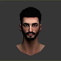 Realistic 3D Man Head Model with Short Hair and Beard