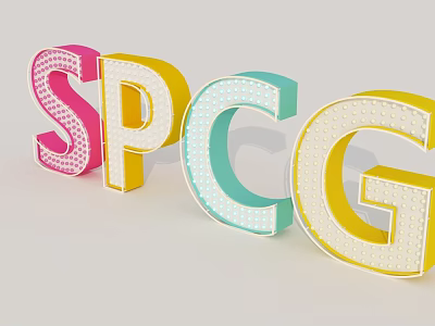 Colorful 3D SPGG Letters With Lighted Dots And Vibrant Decorative Design 3d model