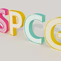 Colorful 3D SPGG Letters With Lighted Dots And Vibrant Decorative Design