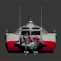 Small Red and White Tugboat With Large Cargo Barge on Water Surface