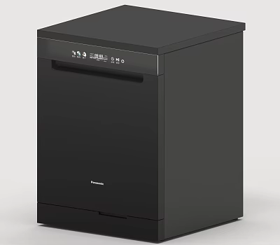Panasonic Black Dishwasher Modern Design With Control Panel For Daily Kitchen Use 3d model