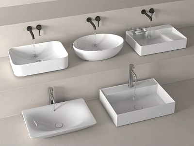 Modern Bathroom Washbasins with Various Shapes and Stylish Designs for Home Use 3d model