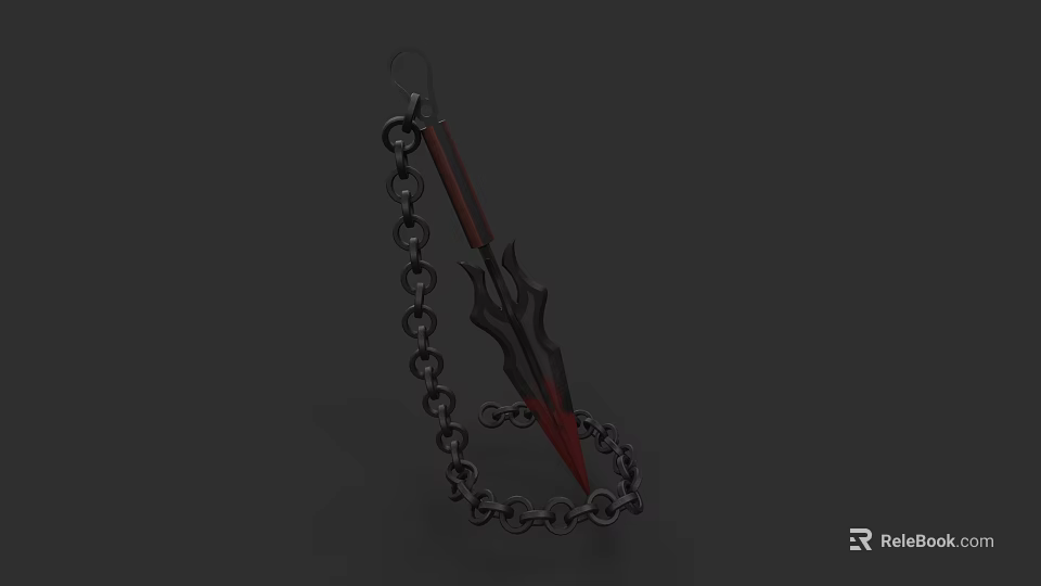 Black And Red Spiked Weapon With Metal Chain Design For 3d model
