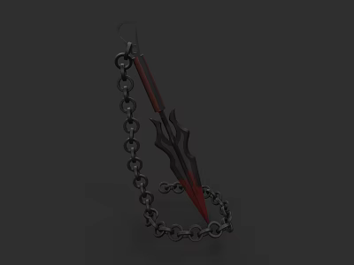 Black And Red Spiked Weapon With Metal Chain Design For 3d model